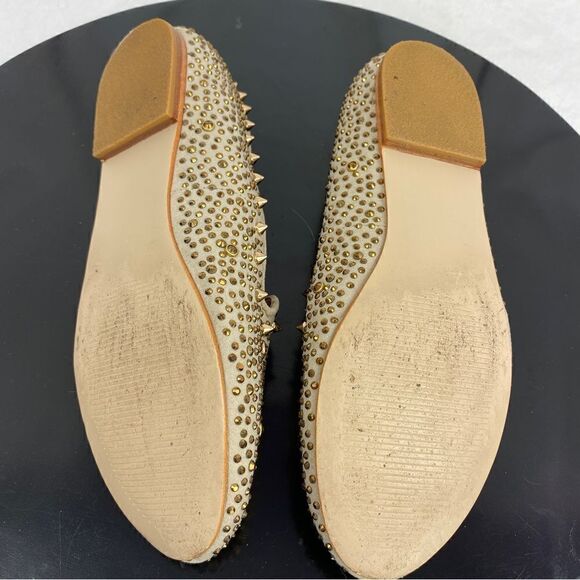 Steve Madden Graanite Studded Loafer Flats Beige Gold 7 - Picture 12 of 12